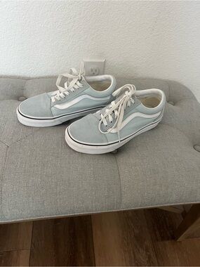 Vans Low-Top Sneakers in Pale Blue and White